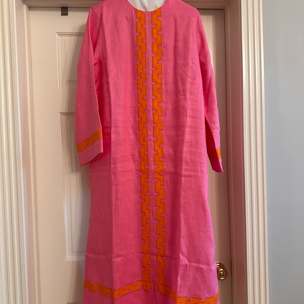 Tuckernuck NWT Hartman linen dress peony pink and tangerine